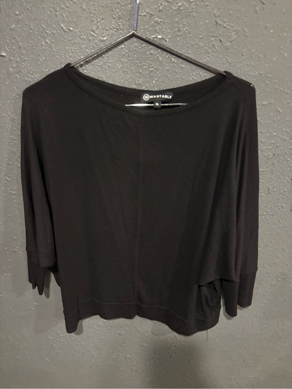 WANTABLE Black Boatneck Long Sleeve Women's Top